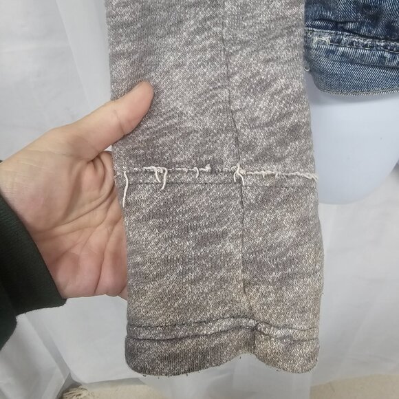 Free People Jean Jacket Fleece Grunge Casual Distressed M - Picture 4 of 13